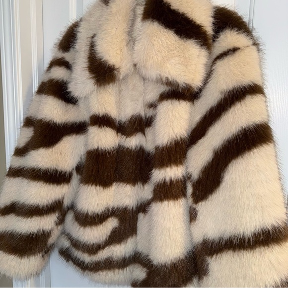 NWOT Free People Fiona Zebra Faux Fur Coat - Picture 11 of 16